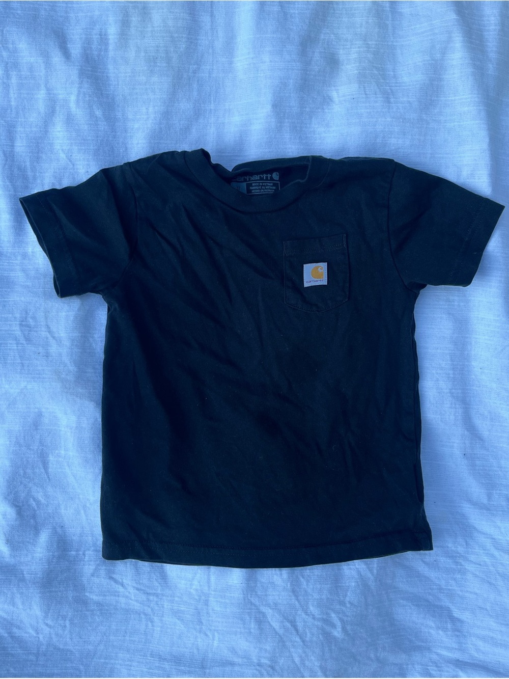Carhartt Kids Black Short-Sleeve Pocket Tee with Yellow Logo